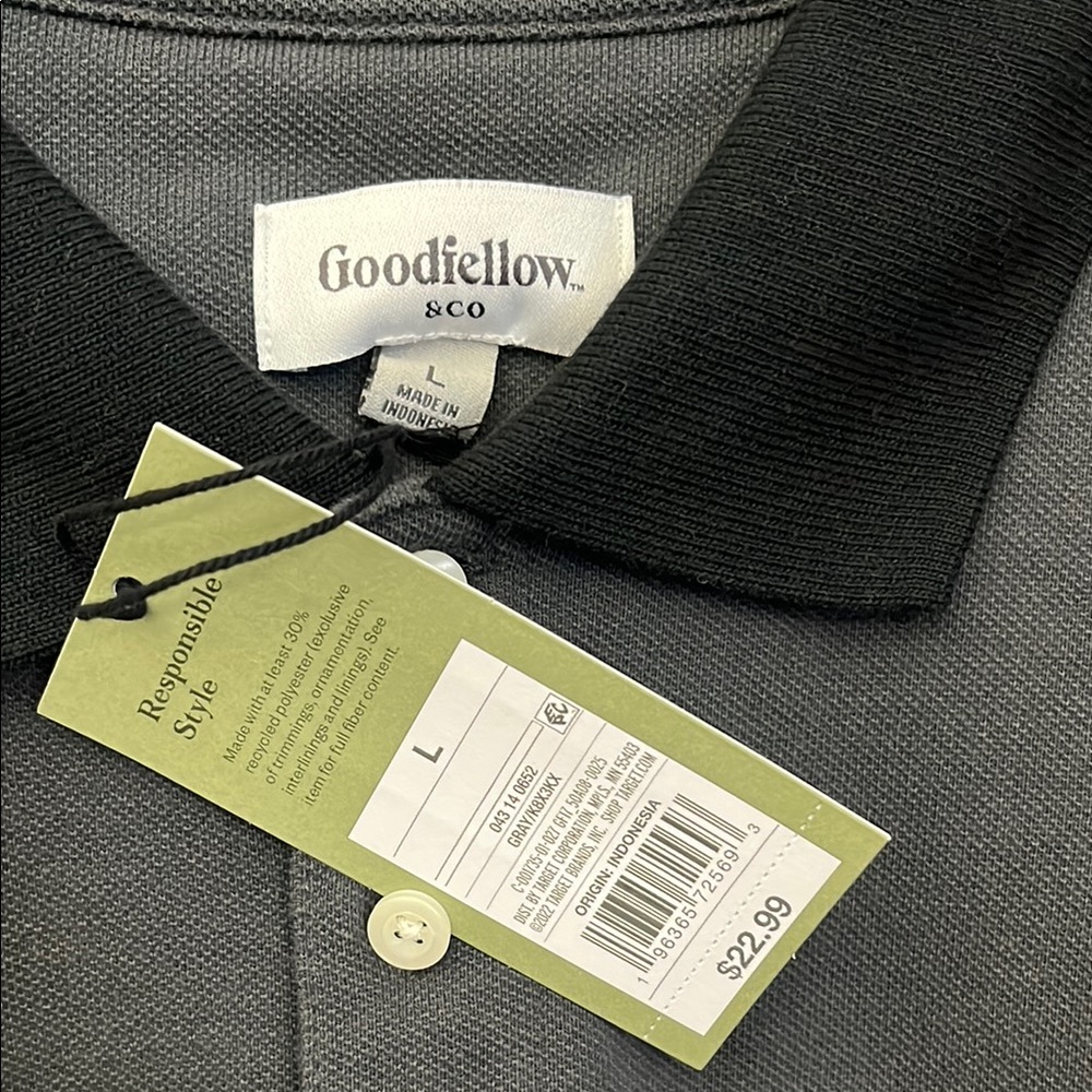 Men's Grey & Black Long Sleeve Polo - Picture 8 of 9